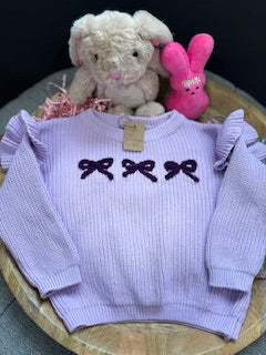 Lavender Bow Sweater 12-18 Months (RTS)