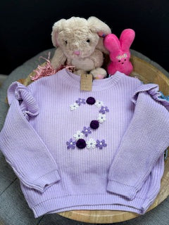 "2" Flower Sweater 2-3T (RTS)