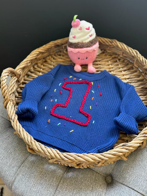 "1" Confetti Sweater 12-18 Months (RTS)