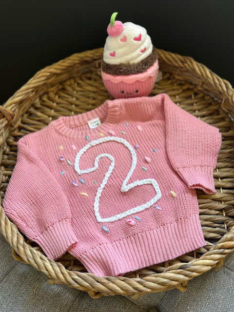 "2" Confetti Sweater 18-24 Months (RTS)