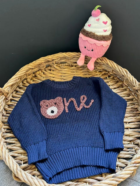 "One" Bear Sweater 18-24 Months (RTS)
